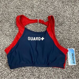 Sporti Lifeguard Halter Top Swimsuit Navy and Red NWT Women's‎ Size Large